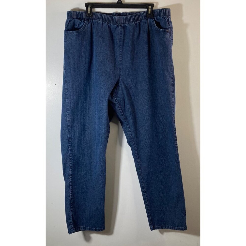 Womens Vintage Chic Pull On Jeans Elastic Waist Blue 24W #1 2CJ66DS